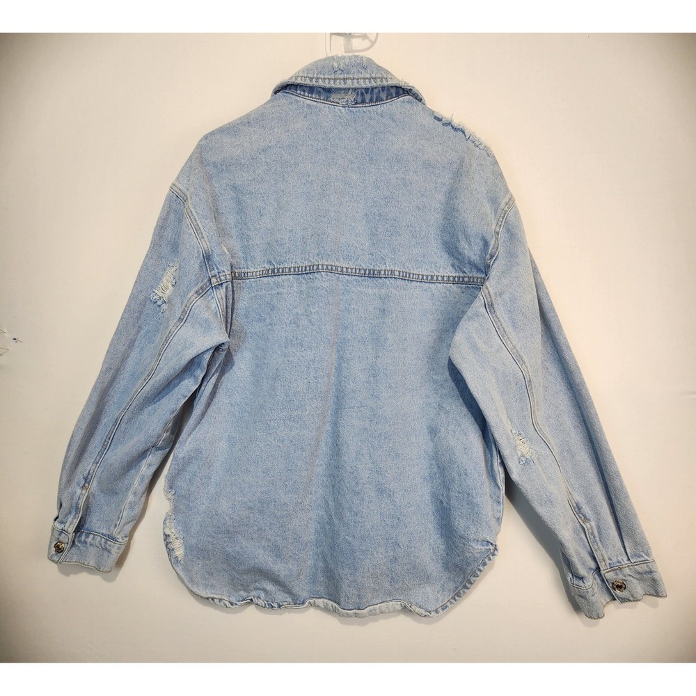 Veveret Women's Comfort Distressed Casual Denim Jacket Size L - Picture 8 of 8